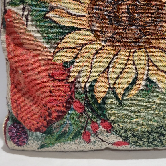 Sunflower  tapestry throw decorative pillow 15 x 14, interchangeable - Picture 3 of 13